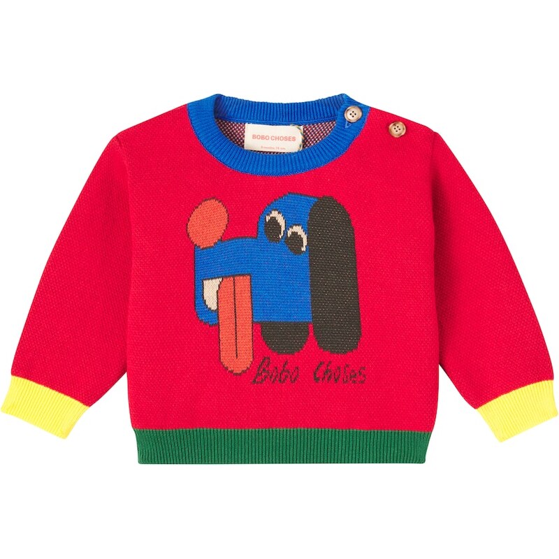 Bobo Choses Baby Doggy Mate intarsia cotton sweater