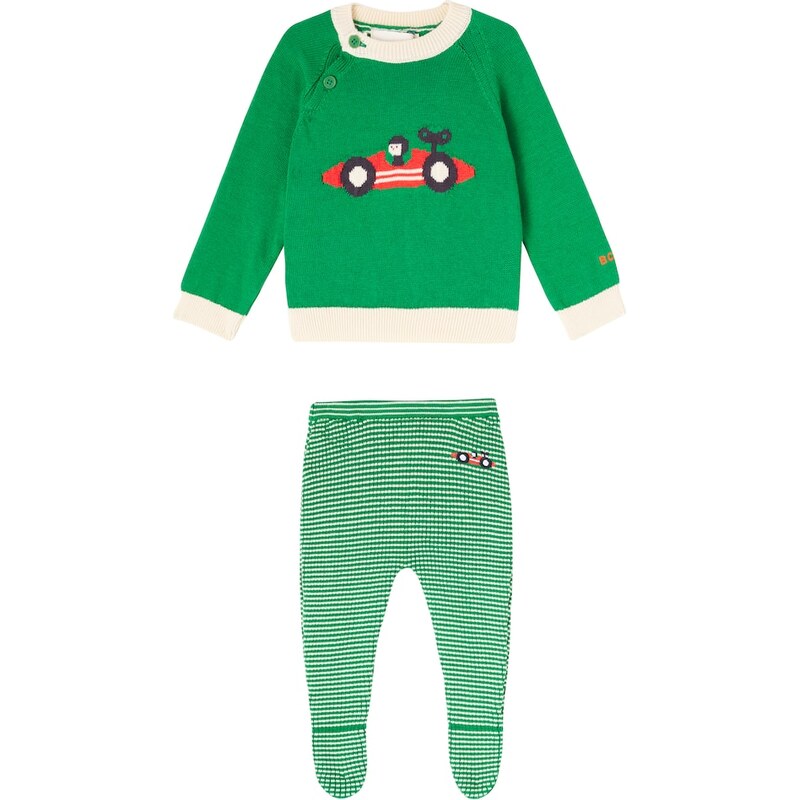 Bobo Choses Baby Race Car cotton sweater and sweatpants set