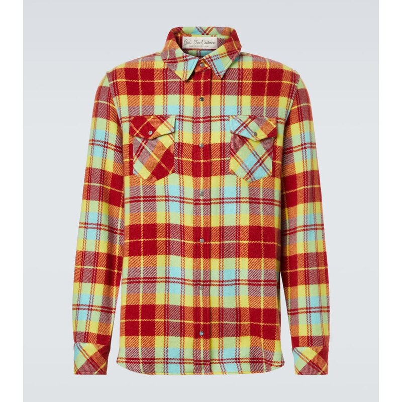 Gods True Cashmere Plaid cashmere shirt with labradorite