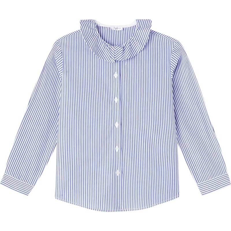 Il Gufo Ruffled striped cotton poplin shirt