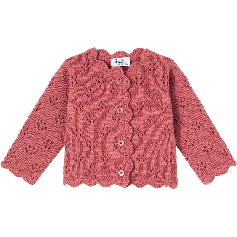 Il Gufo Baby pointelle virgin wool cardigan