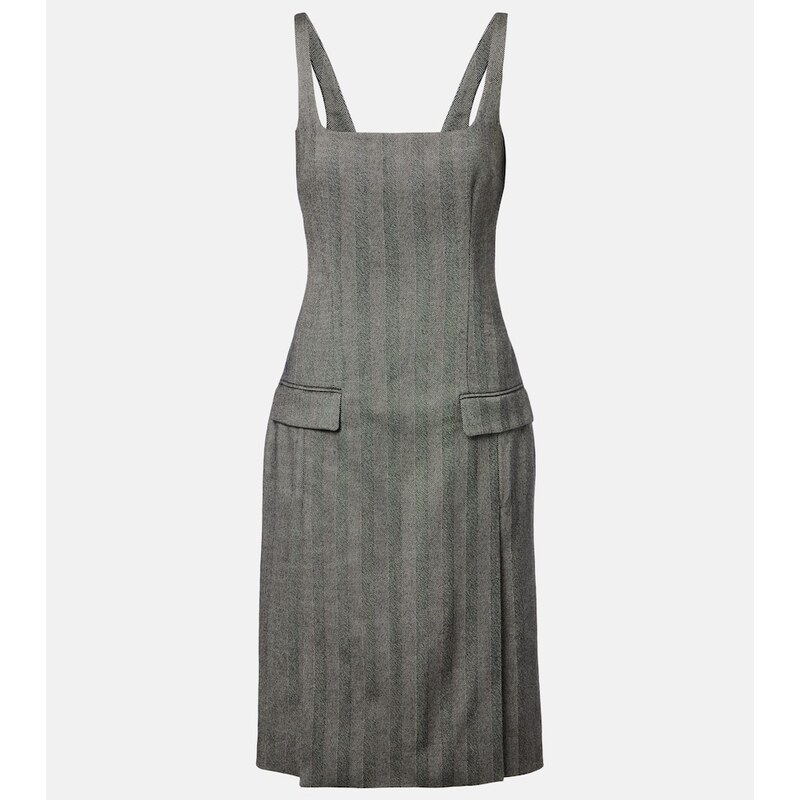 Ferragamo Chevron wool-blend midi dress