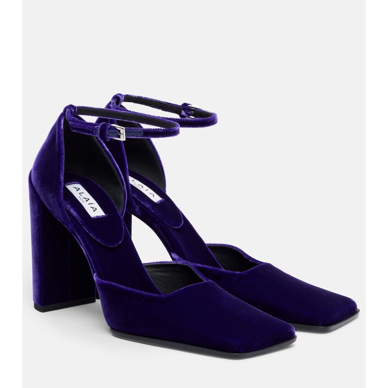 Alaïa Square 90 velvet pumps