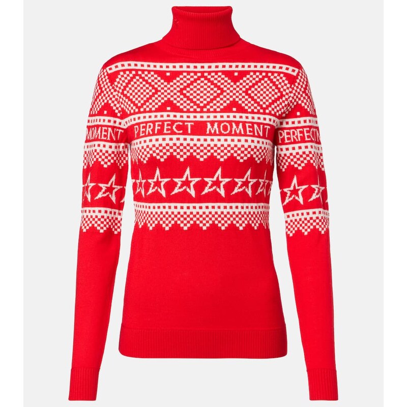 Perfect Moment Holiday intarsia wool turtleneck sweater
