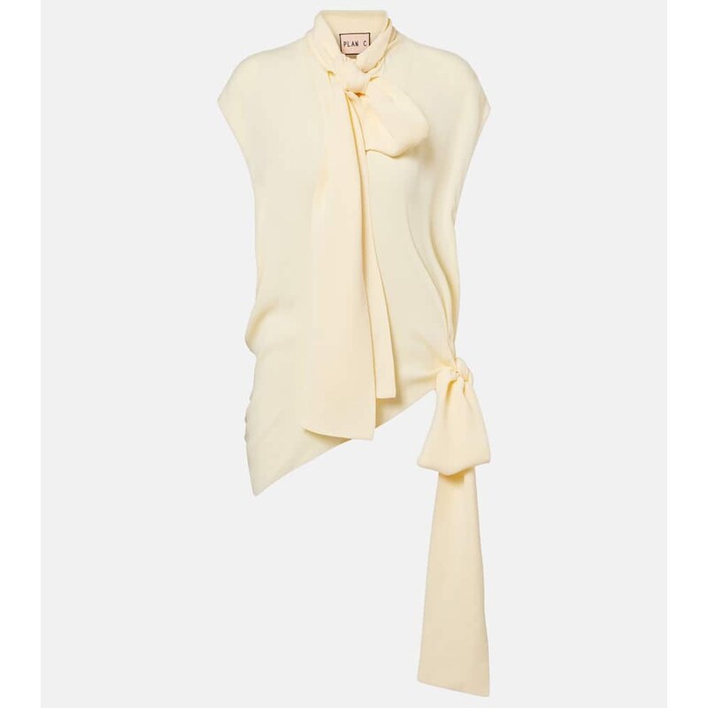 Plan C Asymmetric tie-neck blouse