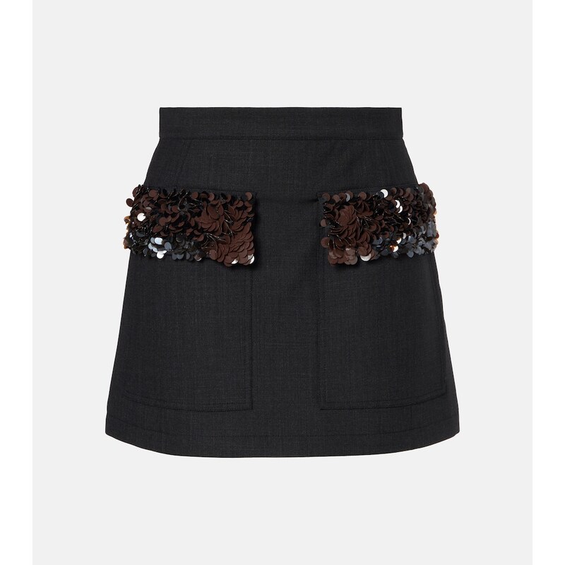 Plan C Sequined wool-blend miniskirt