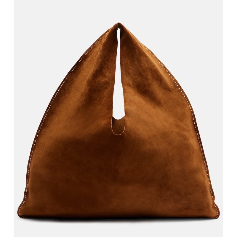 The Row Bindle Small suede top-handle bag