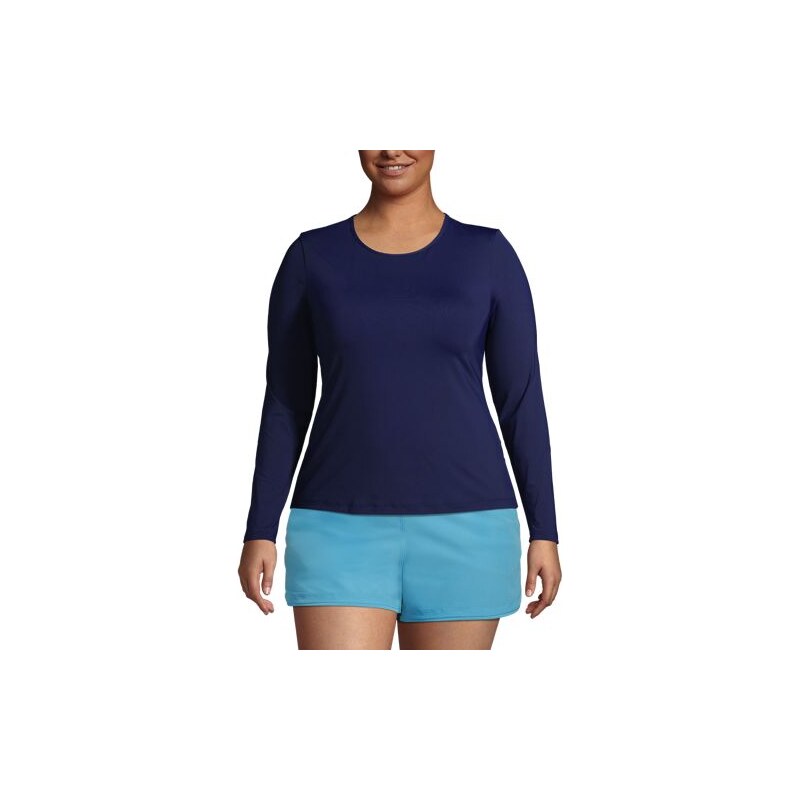 Rash Vest, Women, size: 20-22, plus, Blue, Nylon-blend, by Lands End 115261055