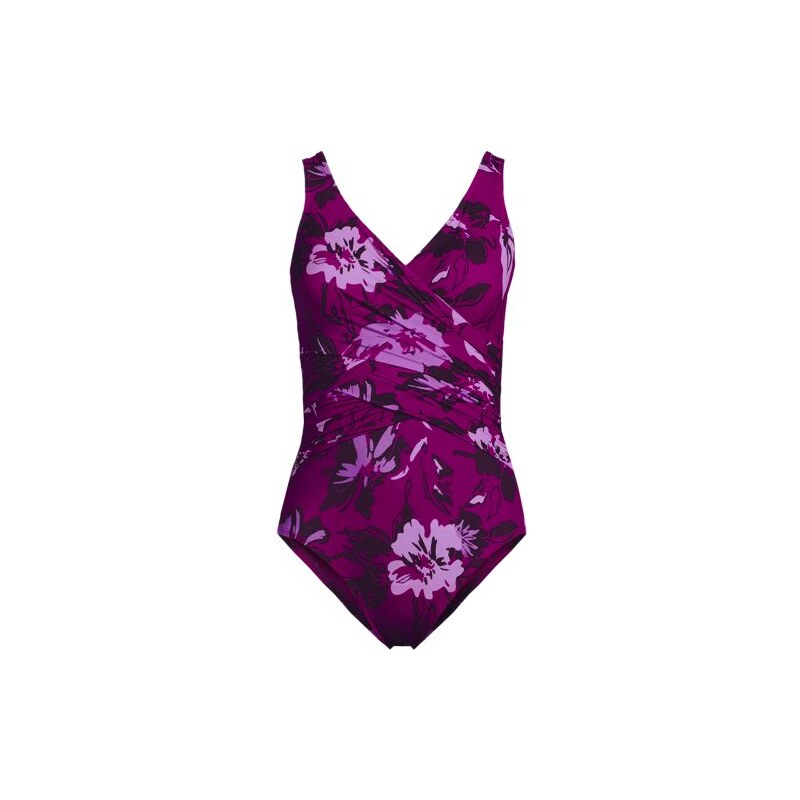 Wrap Front Slender Swimsuit, Women, size: 10, regular, Purple, Nylon 113287105