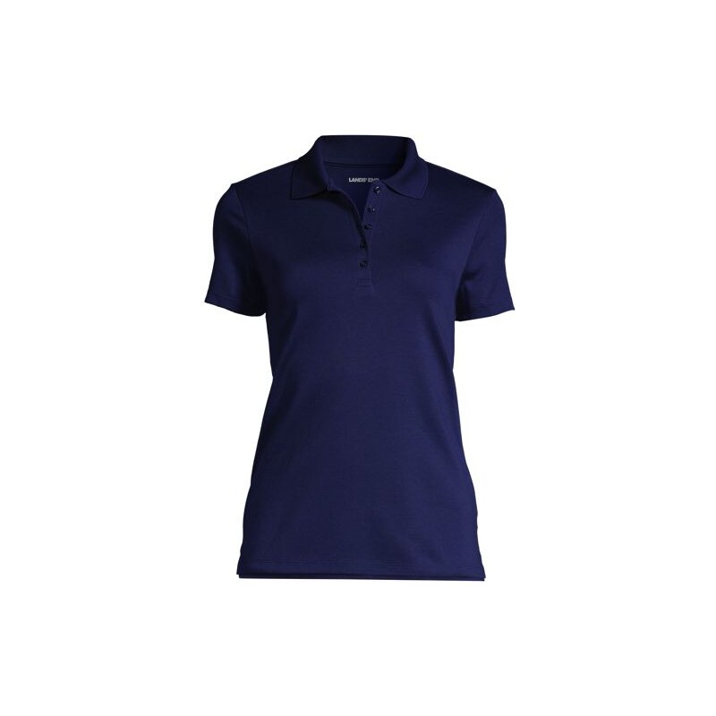 Short Sleeve Supima Polo Shirt, Women, size: 1X, plus, Blue,