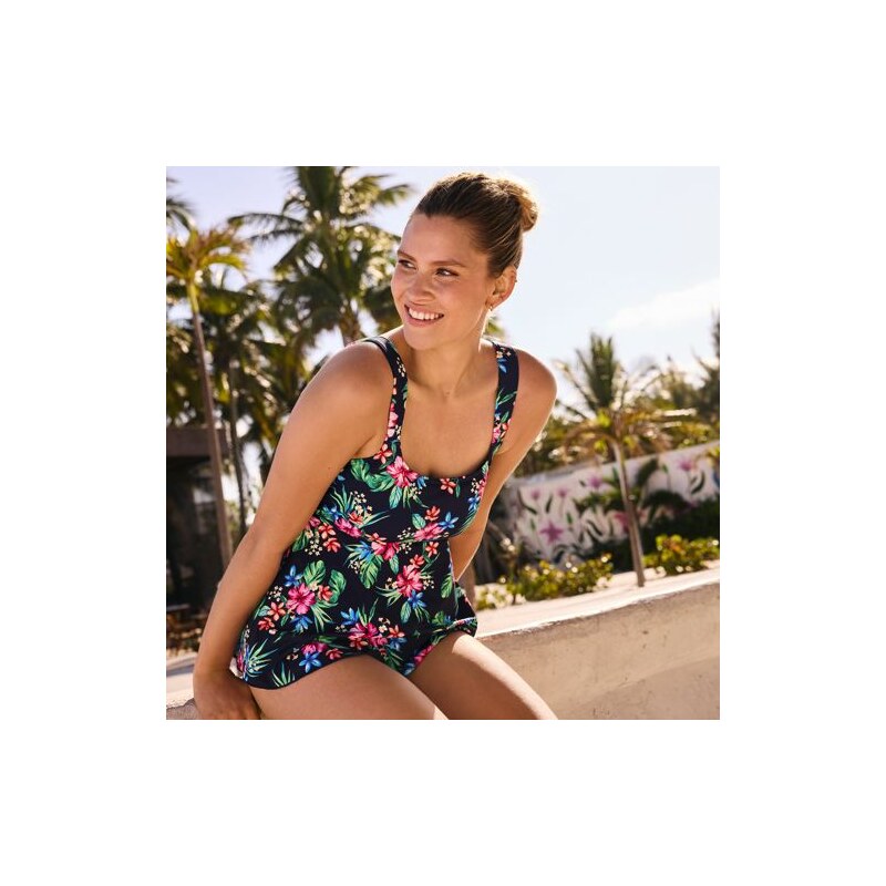 Flutter Tankini Top, Women, size: 10 12, regular, Blue, Spandex/Poly 113529982