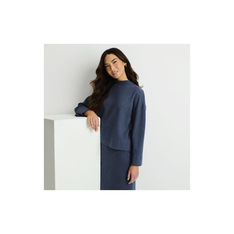 Soft Brushed Jersey Wide Sleeve Polo Neck Top, Women, size: 10-12, 114985926