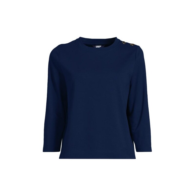 Button Shoulder T-shirt, Women, size: L, regular, Blue, Cotton,