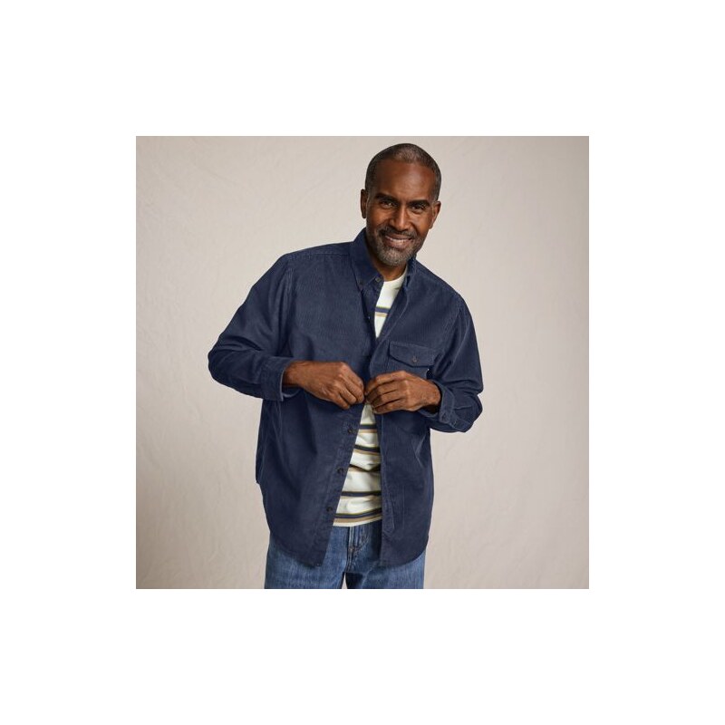 Long Sleeve Wide Wale Cord Shirt, Men, size: XL, regular, Blue,