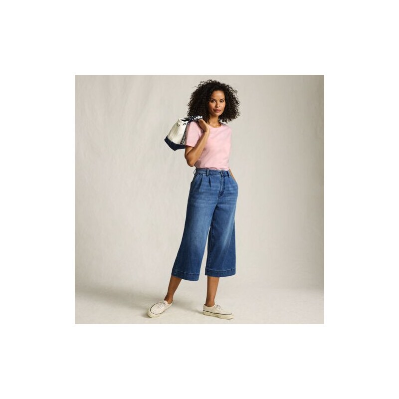 Wide Leg Denim Culotte Jeans, Mid Rise, Women, size: 12, regular