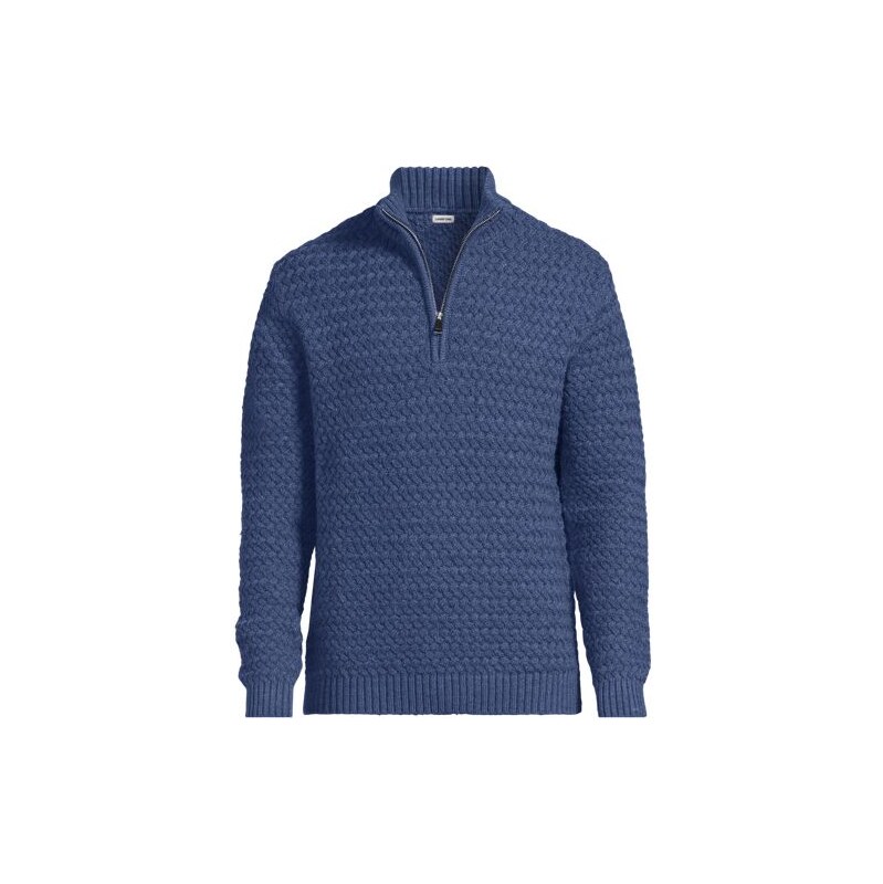 Textured Quarter Zip Knit Sweater, Men, size: S, regular, Blue,