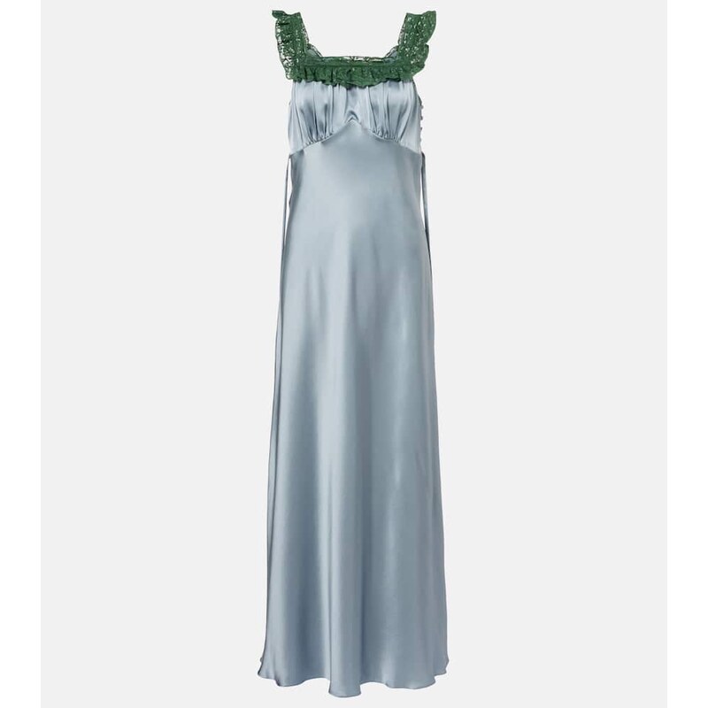 Chloé Lace-trimmed silk satin maxi dress