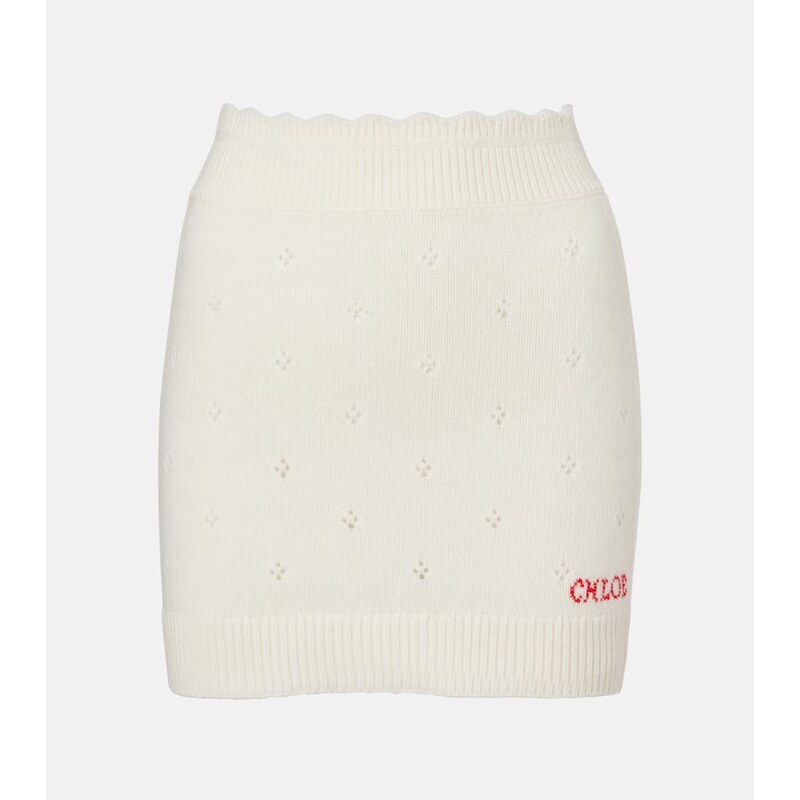 Chloé Pointelle wool and cashmere miniskirt