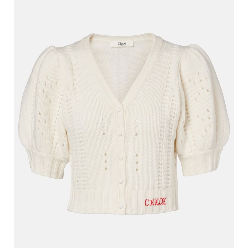 Chloé Pointelle wool and cashmere cardigan