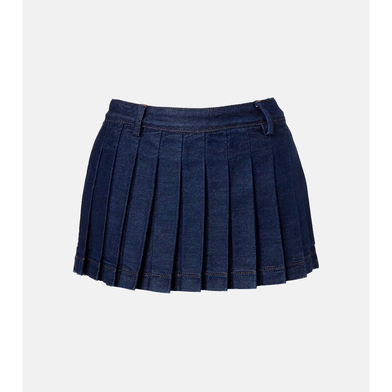 7 For All Mankind Pleated low-rise denim miniskirt