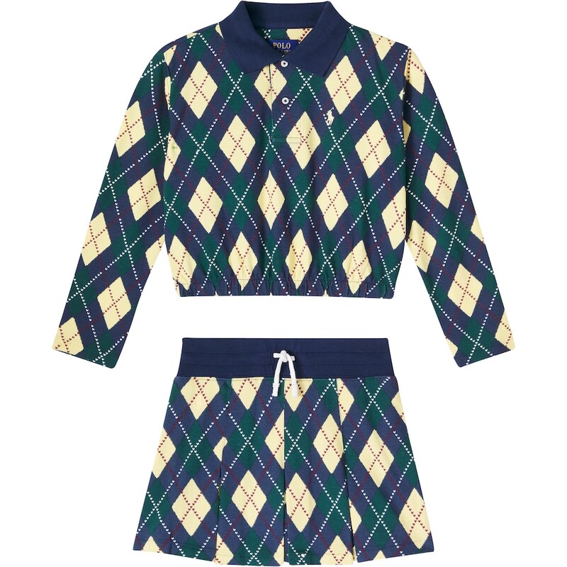 Polo Ralph Lauren Kids Argyle cotton polo shirt and skirt set