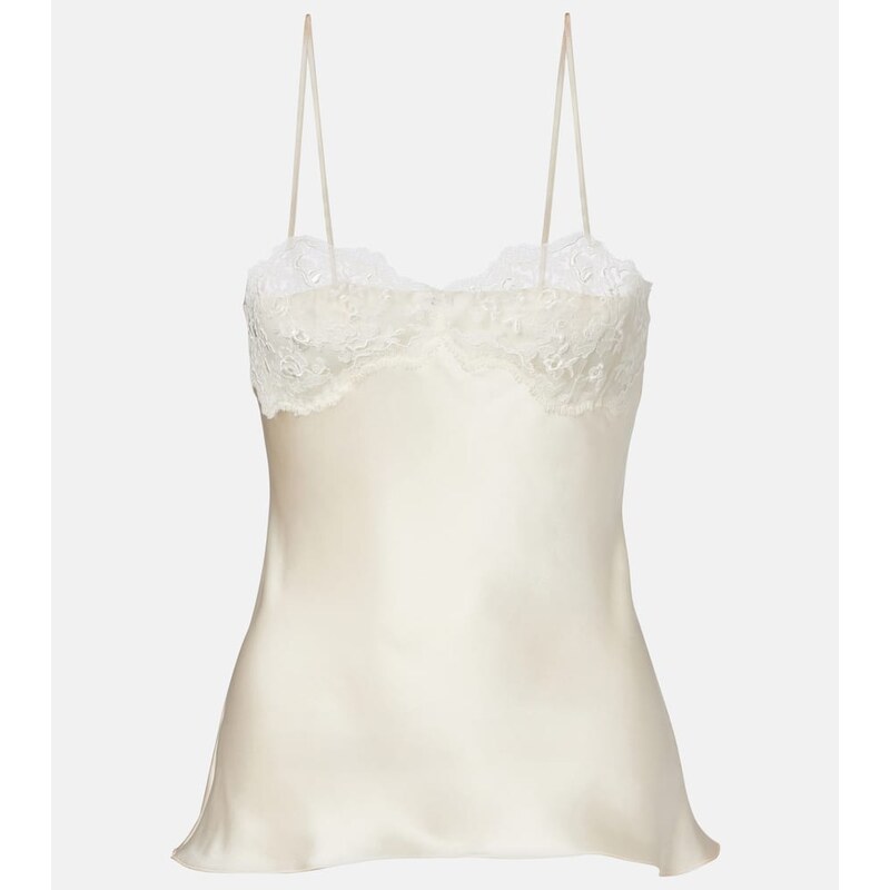 Chloé Lace-trimmed silk satin camisole