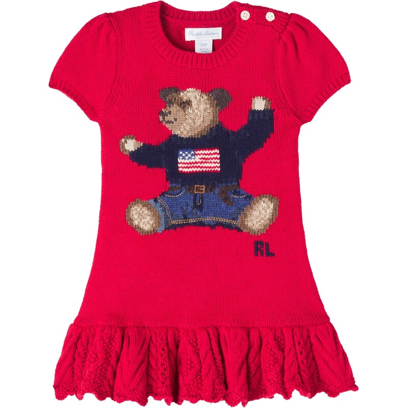 Polo Ralph Lauren Kids Baby Polo Bear knitted cotton-blend dress