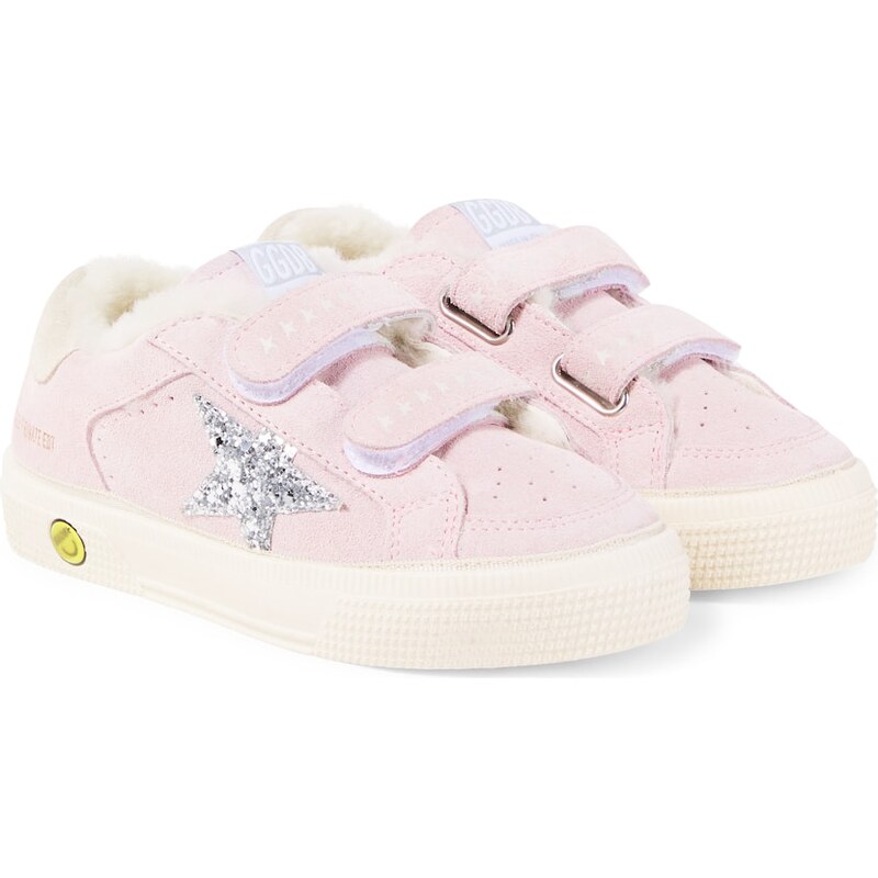 Golden Goose Kids May School glitter suede sneakers