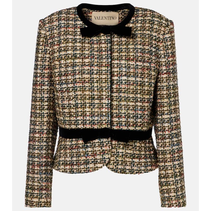 Valentino Velvet-trimmed lamÃ tweed jacket