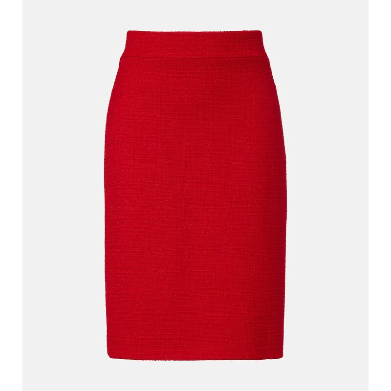 Valentino High-rise wool-blend tweed pencil skirt