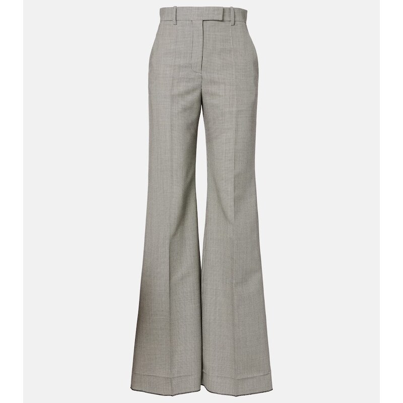 Valentino Checked wool and mohair wide-leg pants