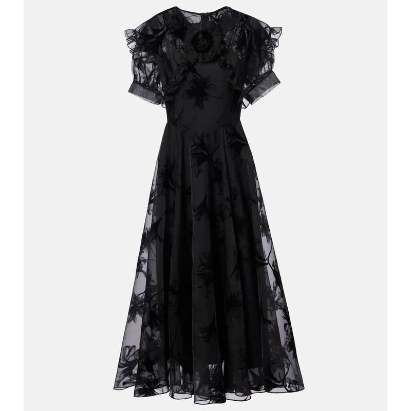 Rodarte Ruffled floral organza midi dress