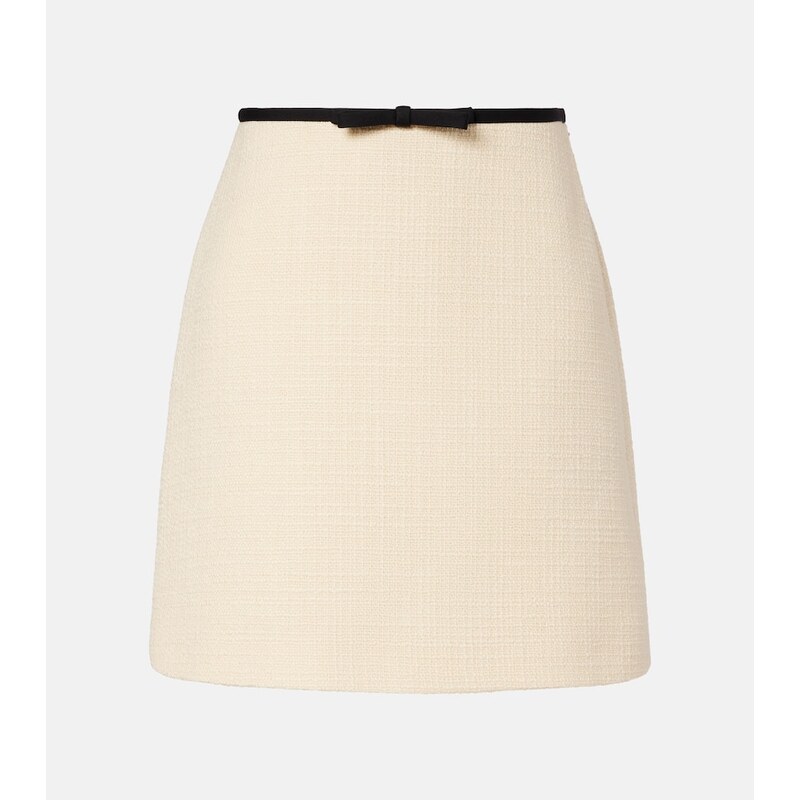 Valentino Bow-detail wool-blend tweed miniskirt