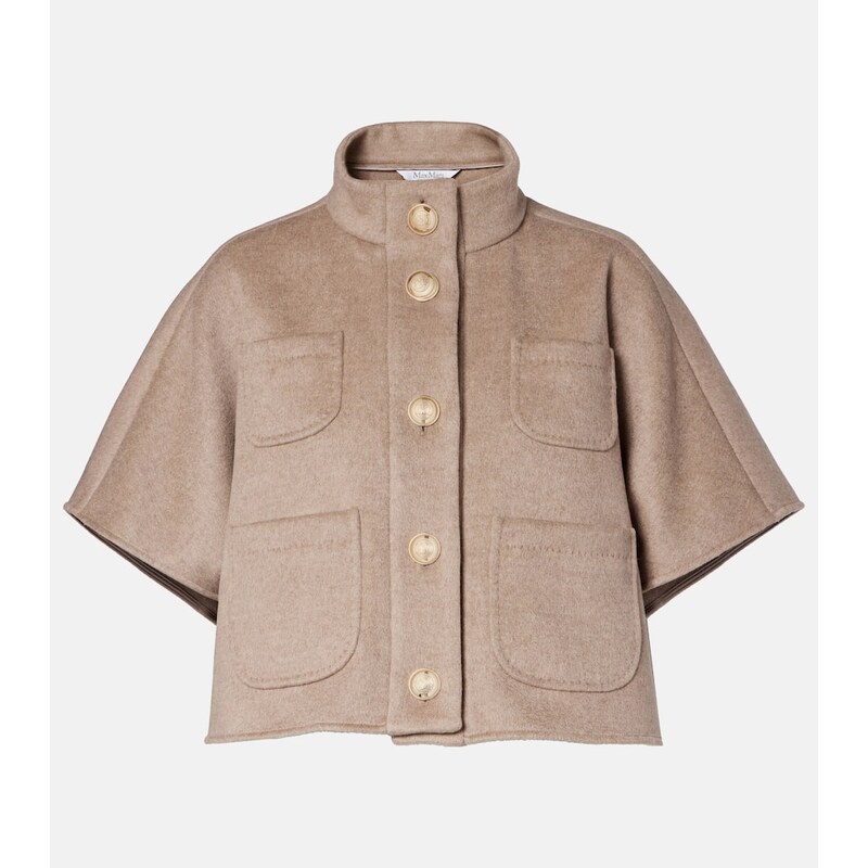 Dámská košilová bunda Max Mara Cashmere cape v barvě bežná