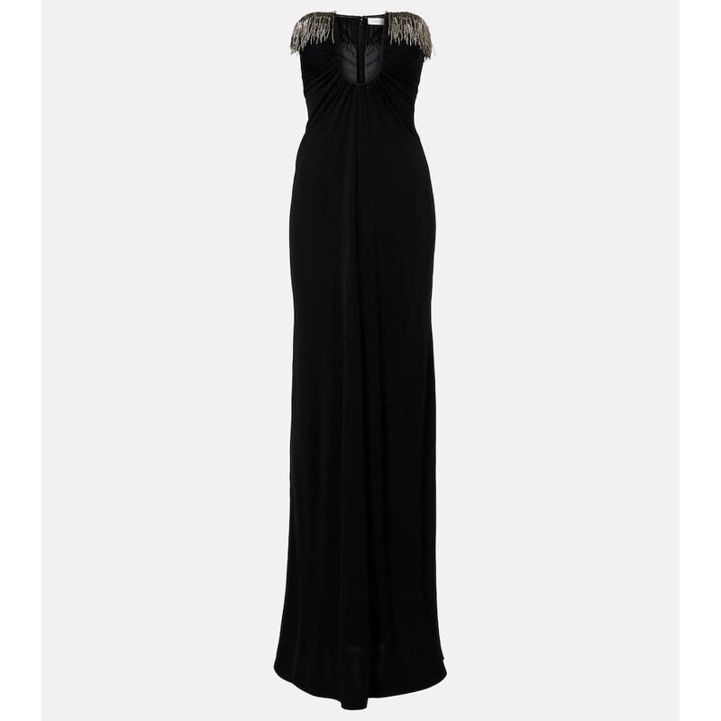 Christopher Esber Arced Palm beaded jersey maxi dress