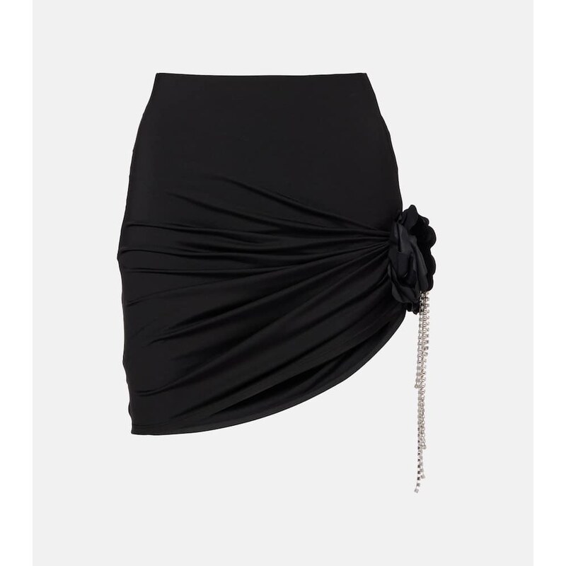 Area Draped embellished jersey miniskirt