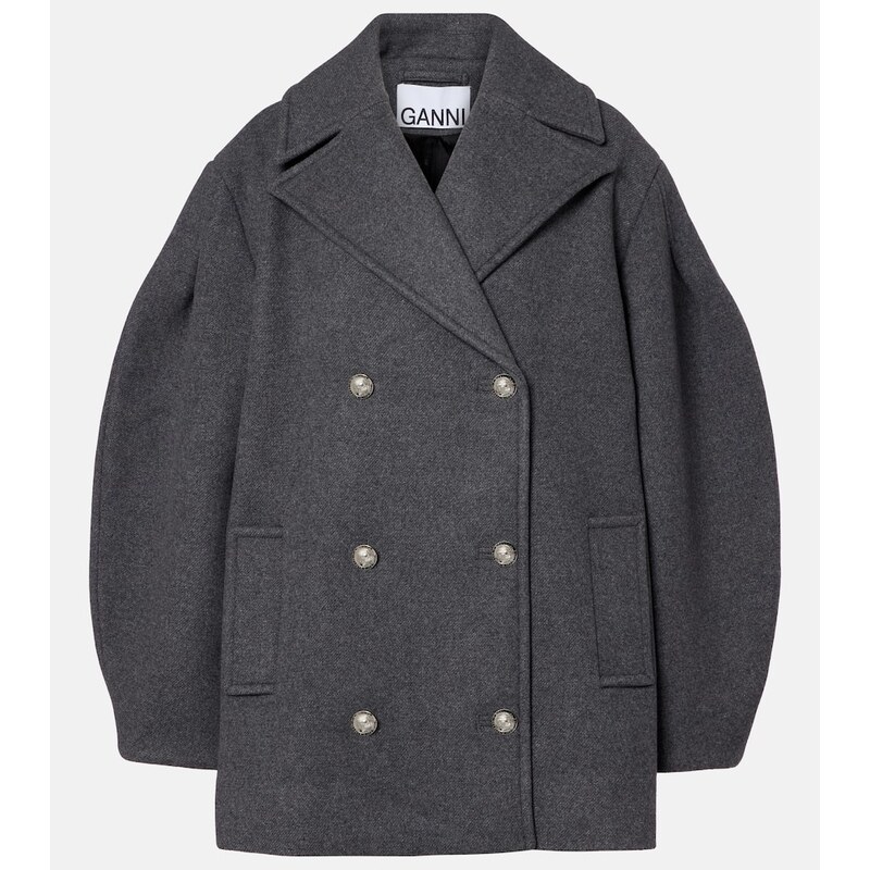 Ganni Oversized wool-blend peacoat