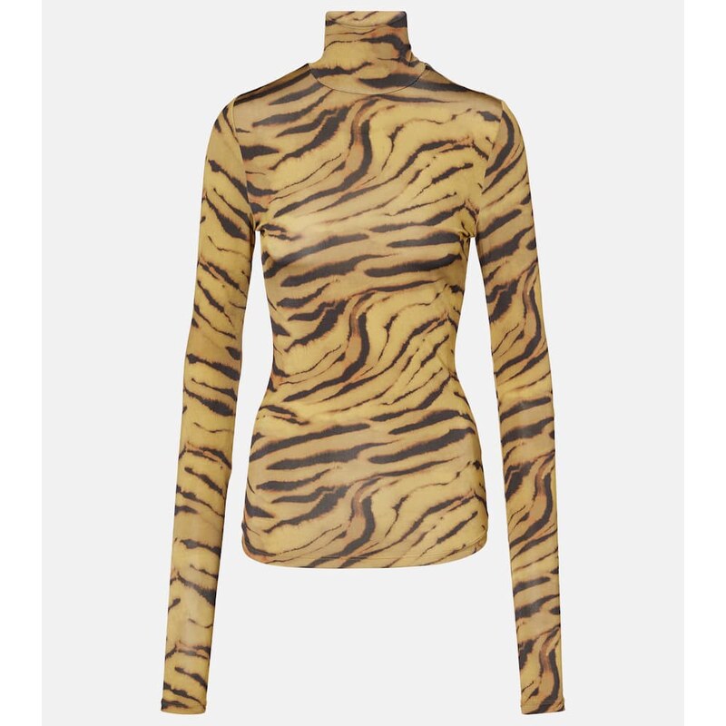 Ganni Tiger-print jersey top