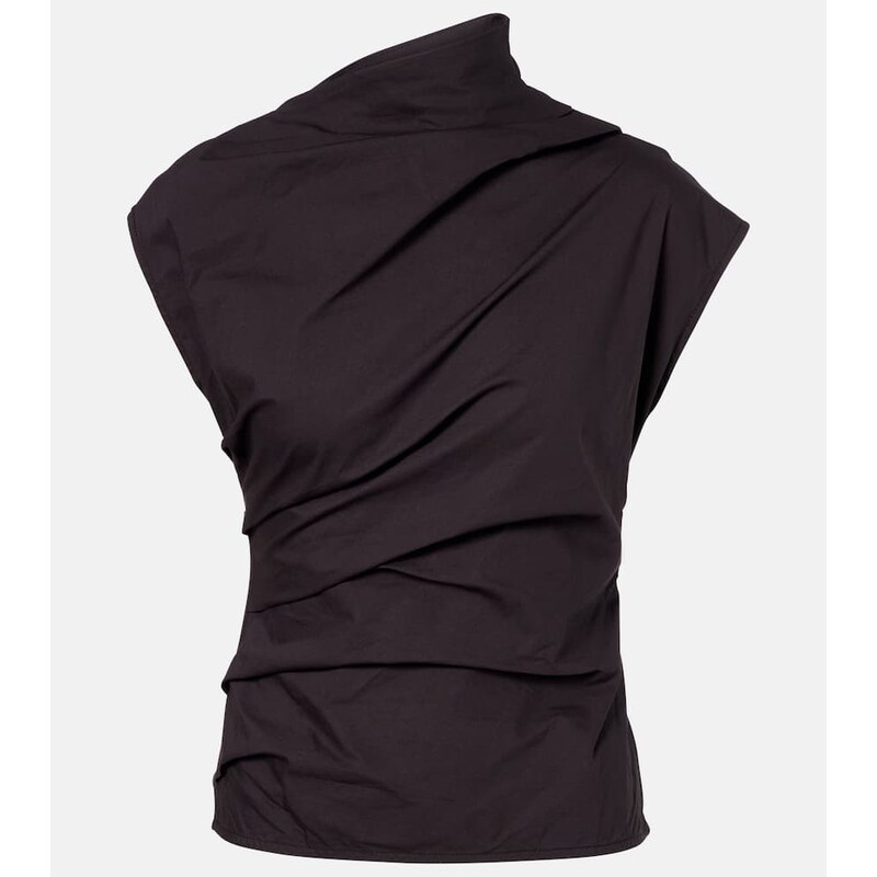 Ganni Ruched cotton-blend top
