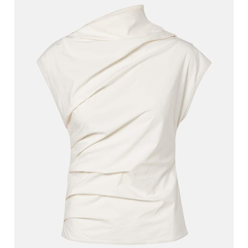 Ganni Ruched cotton-blend top