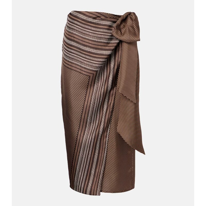 Max Mara Edro striped silk wrap skirt