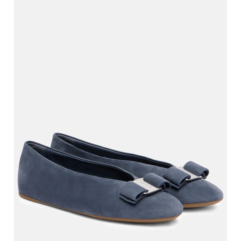 Ferragamo Vanna bow-detail suede ballet flats