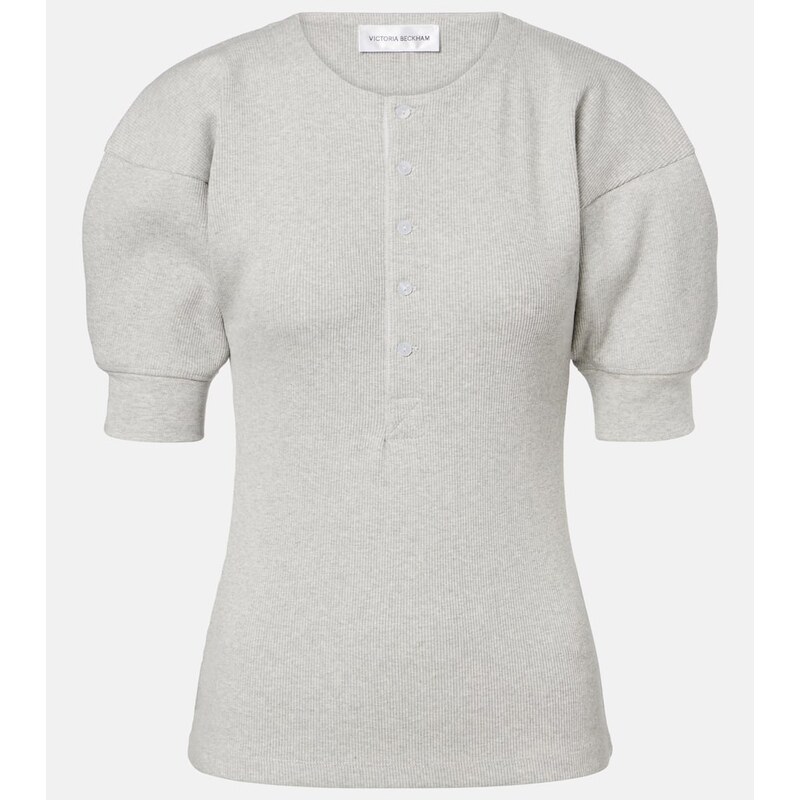 Victoria Beckham Cotton-blend Henley shirt