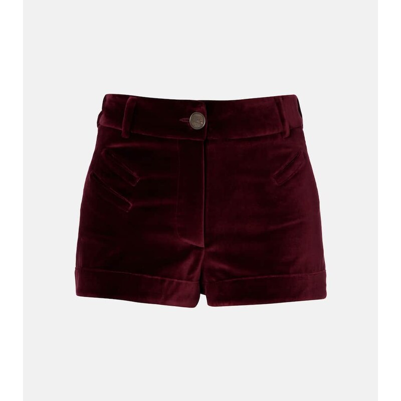 Etro High-rise cotton velvet micro shorts