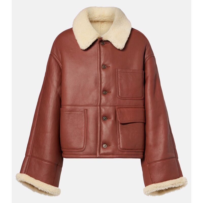Victoria Beckham Shearling bunda v návrhové barvě hnědá