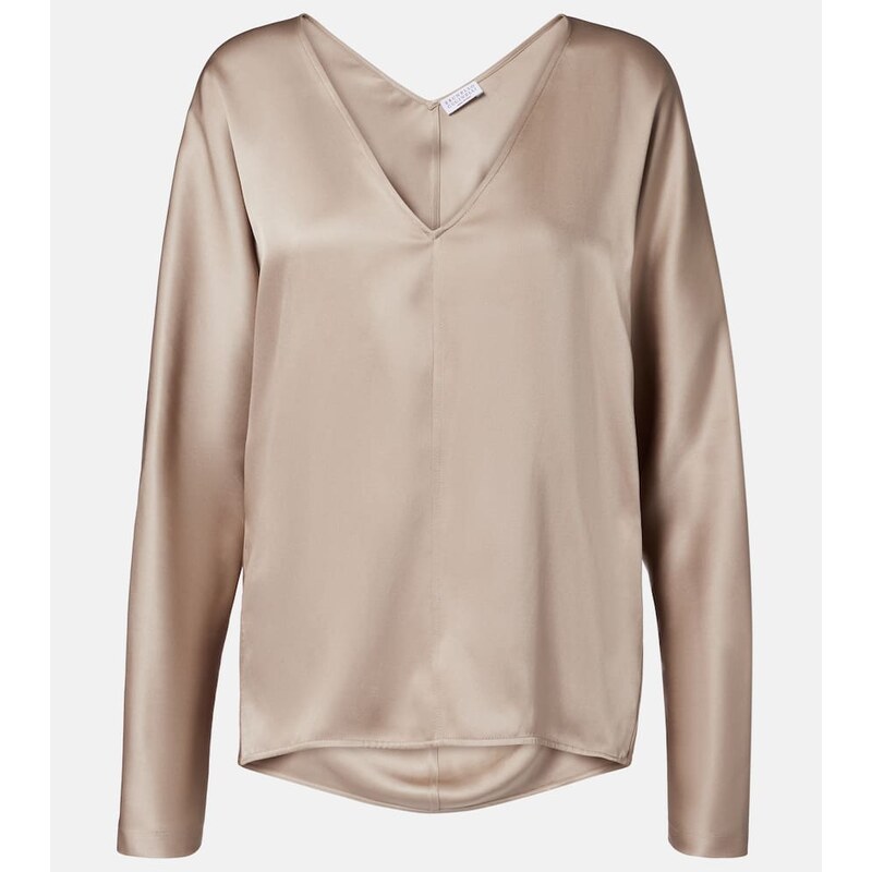 Dámská halenka z hedvábí v barvě šedivějícího tónu Light Taupe