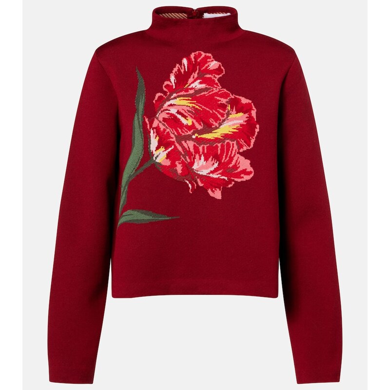 Carolina Herrera Floral jacquard cotton and wool sweater