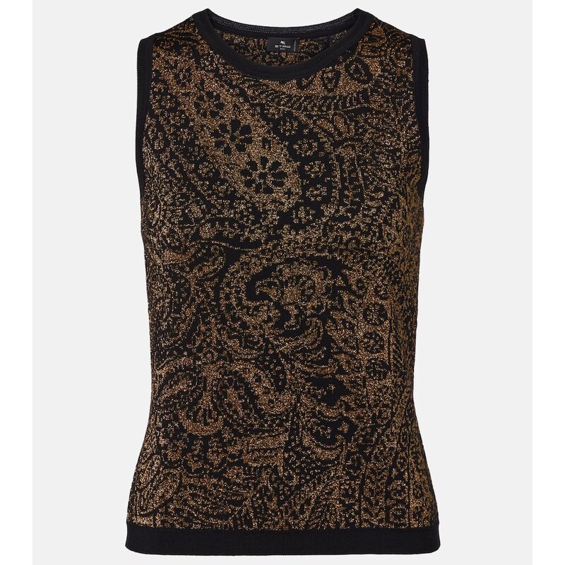 Etro Paisley wool-blend lamÃ tank top