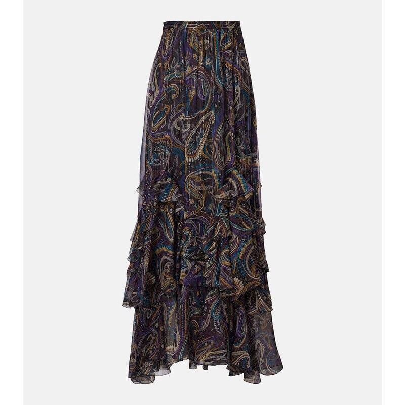 Etro Paisley plissÃ silk-blend maxi skirt