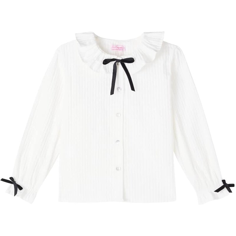 La Coqueta Betty bow-detail striped cotton shirt